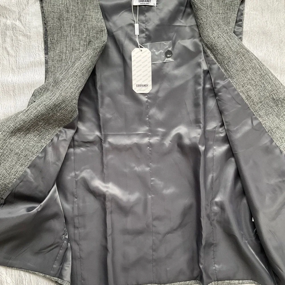 COOFANDY‎ Mens Slim Fit Formal Suit Vest Gray Size XL NWT Preppy Career Party